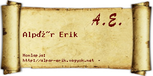 Alpár Erik névjegykártya